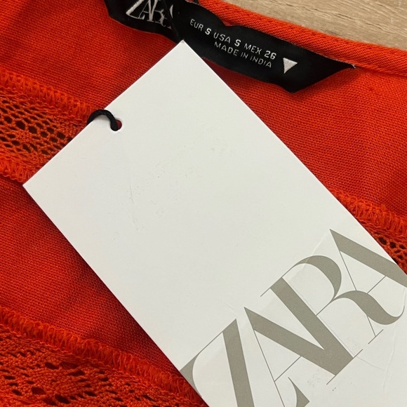 Zara orange cropped long sleeve crop top size S - Picture 9 of 11